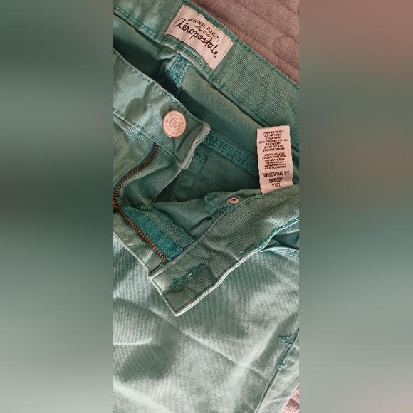 Aeropostale Lola (7/8 Reg/Normal) Teal Jeggings Fake Pockets - Picture 4 of 4